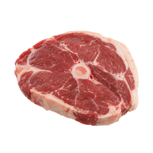 Illustration of Lamb, New Zealand, imported, leg chop/steak, bone-in, separable lean and fat, raw
