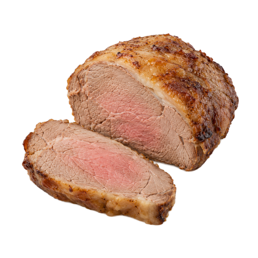 Illustration of Lamb, Australian, imported, fresh, leg, sirloin half, boneless, separable lean and fat, trimmed to 1/8" fat, cooked, roasted