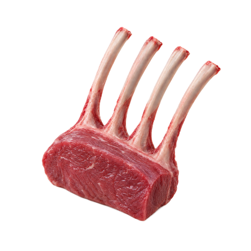 Illustration of Lamb, New Zealand, imported, rack - fully frenched, separable lean only, raw