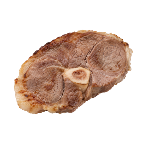 Illustration of Lamb, New Zealand, imported, leg chop/steak, bone-in, separable lean and fat, cooked, fast fried