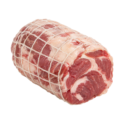Illustration of Lamb, New Zealand, imported, netted shoulder, rolled, boneless, separable lean and fat, raw