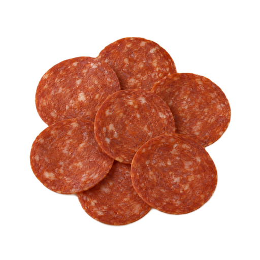 Illustration of Pepperoni, beef and pork, sliced