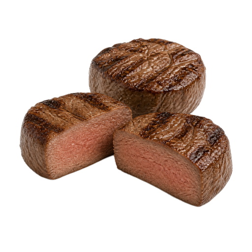 Ilustración de Carne de res, lomo, filete del corte top sirloin, sin hueso, solo carne magra separable, recortada hasta 0 pulgadas de grasa externa, categoría Choice, asada a la parrilla