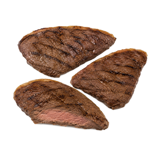Ilustração de Carne bovina, lombo, bife da capa do top sirloin (picanha), sem osso, carne magra e gordura separáveis, aparada até 1/8 de polegada de gordura externa, classificação Select, grelhada na grelha