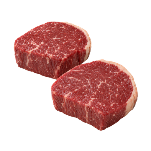 Ilustração de Carne bovina, corte top loin, pequena peça para assar ou filé, sem osso, carne magra e gordura separáveis, aparada até 1/8 de polegada de gordura externa, todas as classificações de qualidade, crua