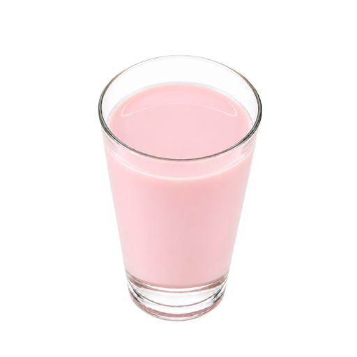 Ilustración de Bebidas, mezcla para bebida con sabor a fresa, en polvo, preparada con leche entera