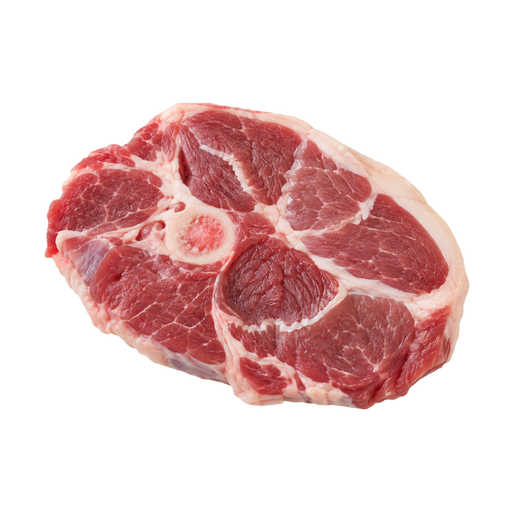 Illustration of Lamb, New Zealand, imported, square-cut shoulder chops, separable lean and fat, raw