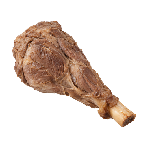 Illustration of Lamb, Australian, imported, fresh, leg, hindshank, heel on, bone-in, separable lean only, trimmed to 1/8" fat, cooked, braised