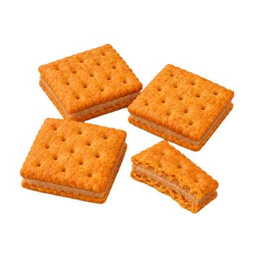 Ilustração de Biscoitos salgados de queijo, tipo sanduíche com recheio de pasta de amendoim