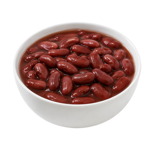 Ilustração de Feijão-vermelho tipo kidney, sementes maduras, enlatado, sólidos e líquido, com baixo teor de sódio