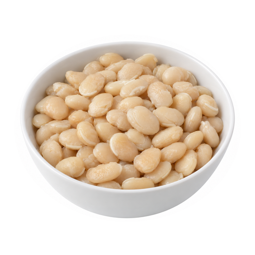 Illustration of Hyacinth beans, mature seeds, cooked, boiled, with salt