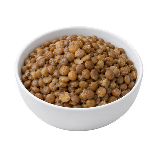 Illustration of Lentils, mature seeds, cooked, boiled, with salt