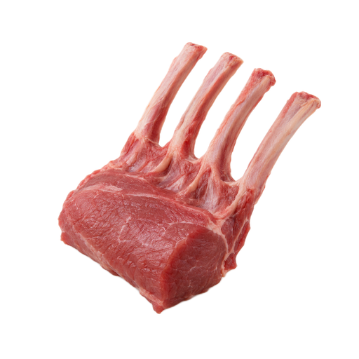 Illustration of Lamb, New Zealand, imported, rack - partly frenched, separable lean only, raw