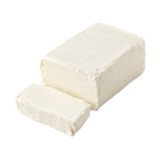 Ilustración de Queso crema con toda su grasa, en bloque