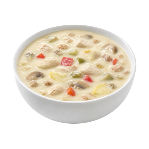 Illustration of Alfredo sauce with poultry and added vegetables