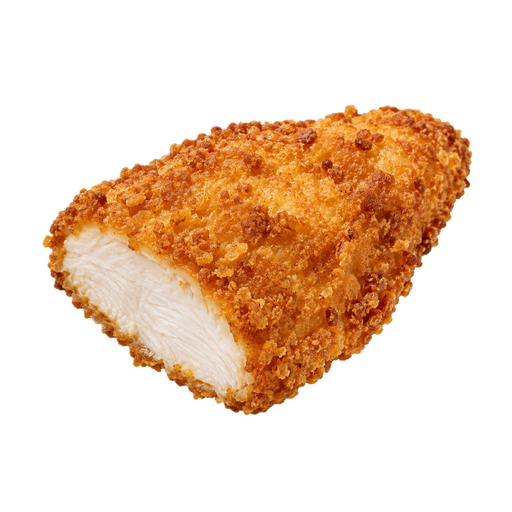 Ilustración de Pollo, pechuga, frito, empanado, preparado sin piel, empanado consumido, preparado a partir de crudo