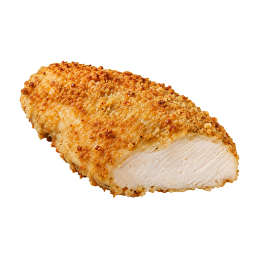 Illustration of Chicken breast, baked, coated, skin / coating eaten