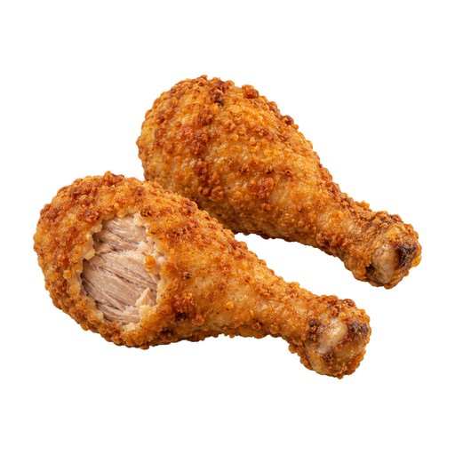 Ilustración de Pollo, muslo, frito, empanado, preparado sin piel, empanado consumido, preparado a partir de crudo