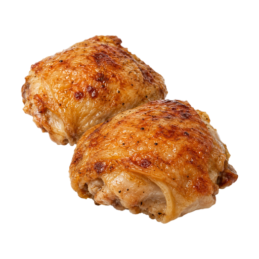 Illustration of Chicken thigh, baked or broiled, skin eaten, from pre-cooked