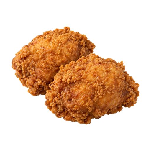 Ilustração de Frango, sobrecoxa, frito, empanado, preparado sem pele, empanado consumido, preparado a partir de cru