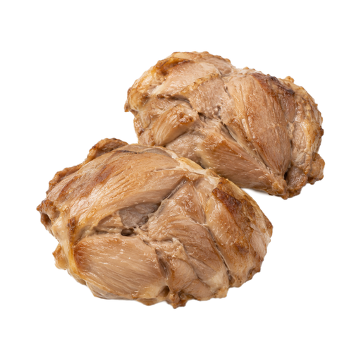 Illustration of Chicken thigh, fried, coated, skin / coating not eaten, from fast food