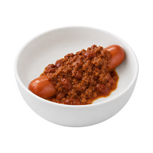 Illustration of Chili hot dog, no bun