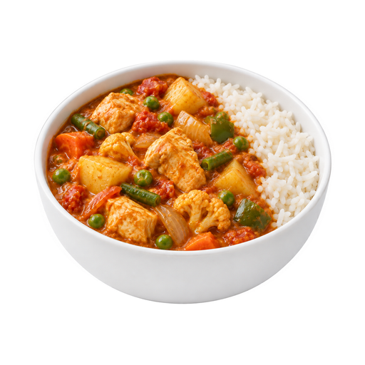 Illustration of Chicken curry with rice