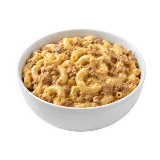 Illustration of Beef and macaroni with cheese sauce