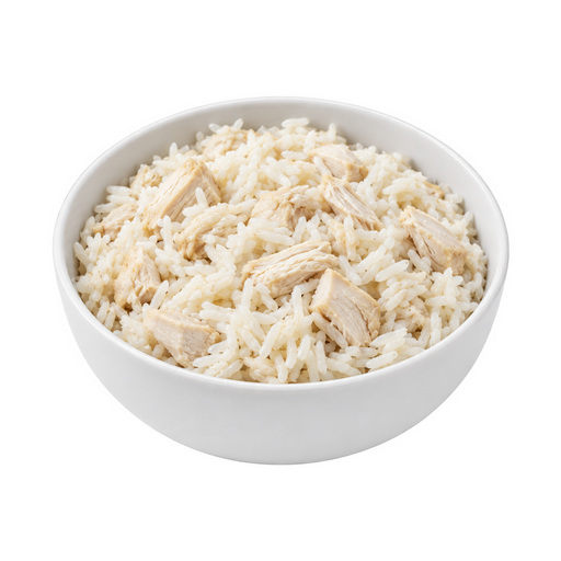 Illustration of Chicken or turkey and rice, no sauce