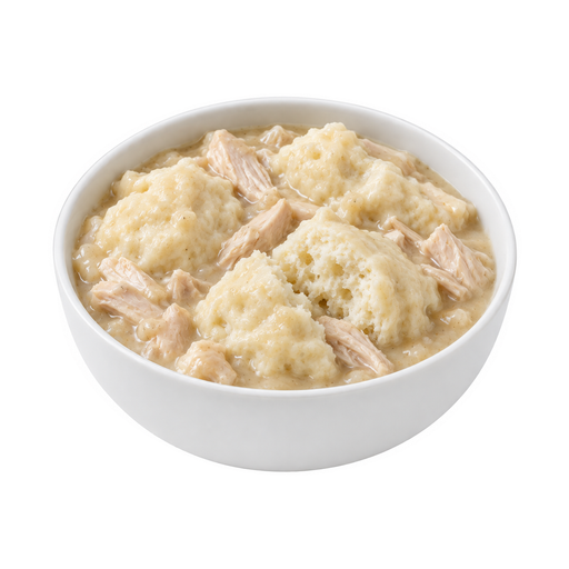 Illustration of Chicken or turkey with dumplings