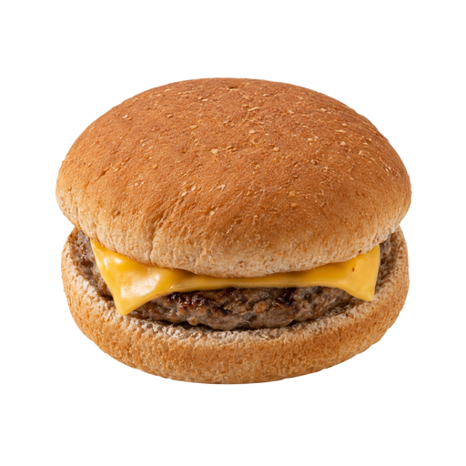 Illustration of Cheeseburger, on wheat bun, 1 large patty