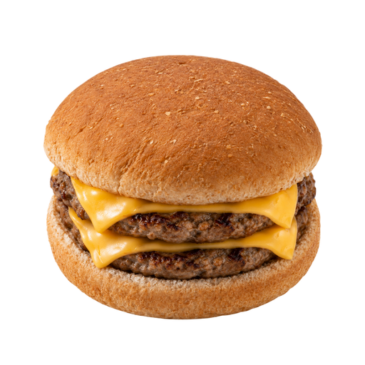 Ilustração de Cheeseburger duplo, no pão de trigo de hambúrguer, 2 hambúrgueres pequenos