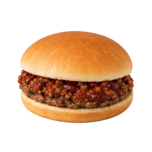 Illustration of Chiliburger, with or without cheese, on bun