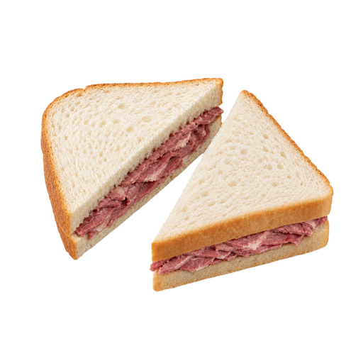 Ilustración de Sándwich de carne de res curada en salmuera, en pan blanco