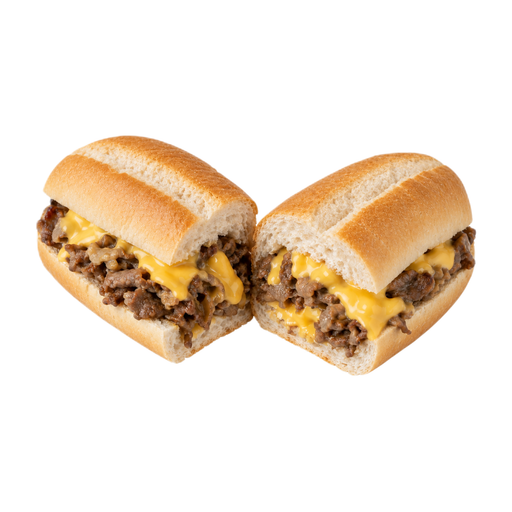 Illustration of Cheese steak sandwich or sub on white