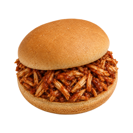 Illustration of Barbecue pork sandwich, on wheat bun