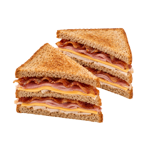 Illustration of Club sandwich on wheat, with cheese