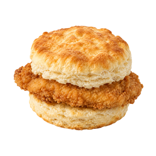 Ilustración de Sándwich de filete de pollo en panecillo tipo biscuit, de comida rápida