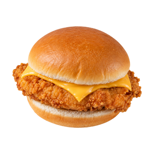 Ilustración de Sándwich de filete de pollo, frito, de comida rápida, con queso