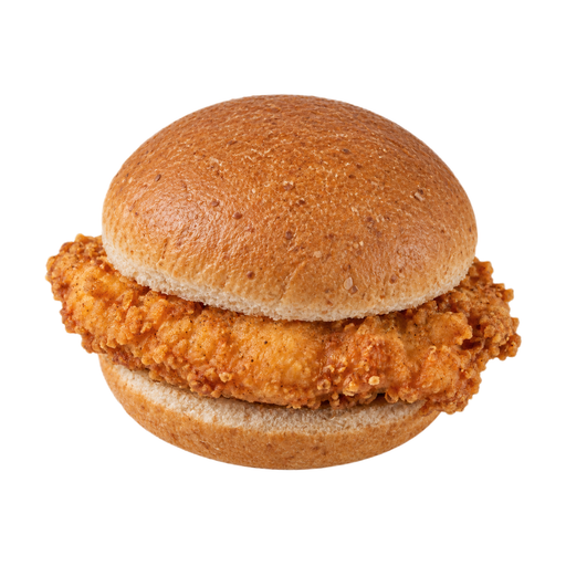Illustration of Chicken fillet sandwich, fried, on wheat bun