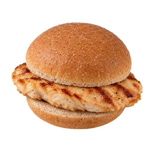 Illustration of Chicken fillet sandwich, grilled, on wheat bun