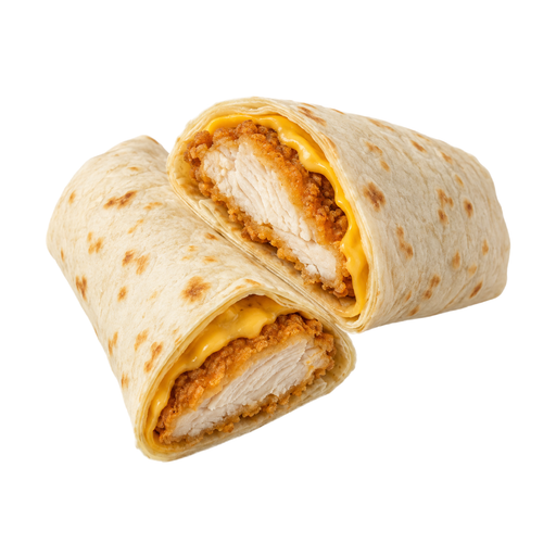 Ilustración de Sándwich wrap de filete de pollo, frito, de comida rápida