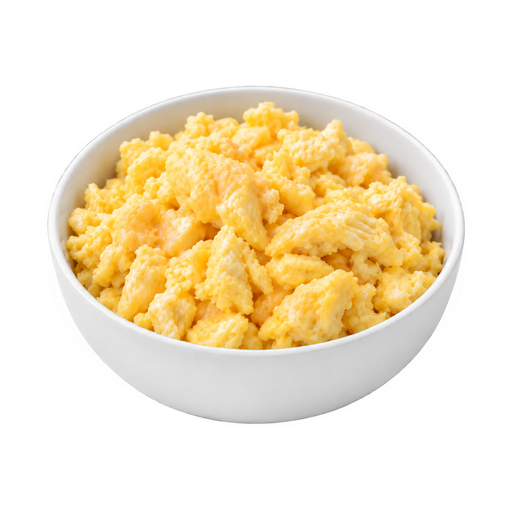 Ilustração de Omelete ou ovo mexido, com queijo, preparo com óleo em spray culinário
