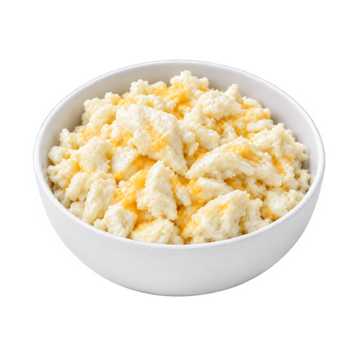 Ilustração de Clara de ovo, em omelete, mexida ou frita, com queijo