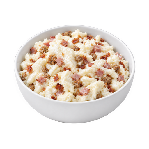 Illustration of Egg white, omelet, scrambled, or fried, with meat
