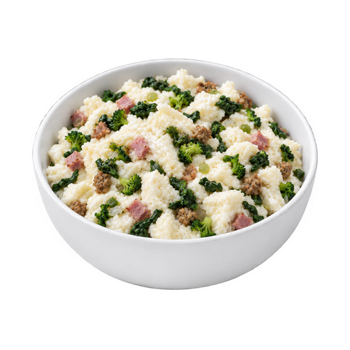 Illustration of Egg white, omelet, scrambled, or fried, with meat and vegetables
