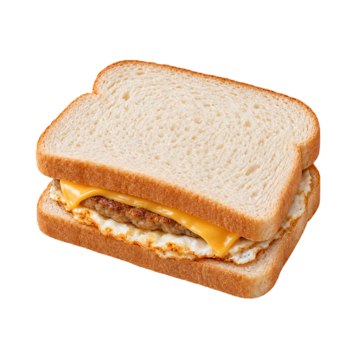 Ilustração de Sanduíche de ovo, no pão branco, com queijo e carne