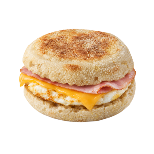 Illustration of Egg sandwich on English muffin, with ham