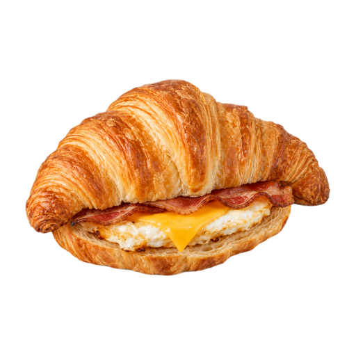 Illustration of Egg sandwich on croissant, with bacon