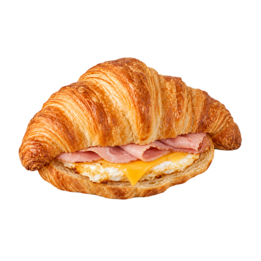 Illustration of Egg sandwich on croissant, with ham